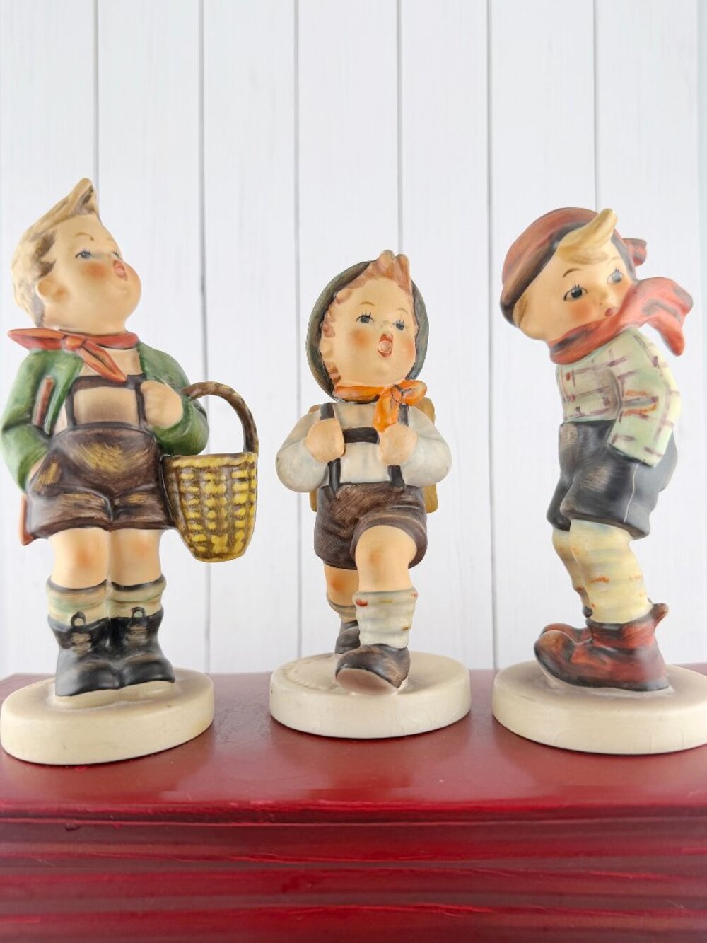 Lot of 3 Goebel Hummel Figurines (TMK-5) - Village Boy, School Boy, March Winds